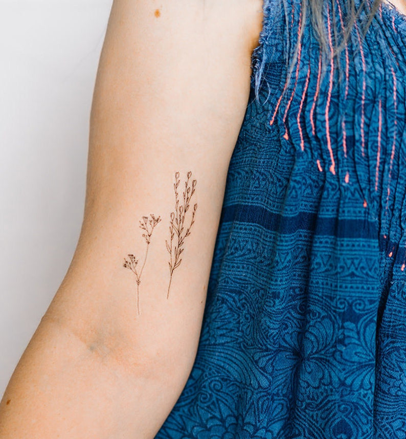 boho temporary tattoo dainty wildflowers