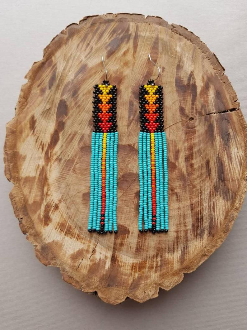 Seed beaded ethnic earrings
