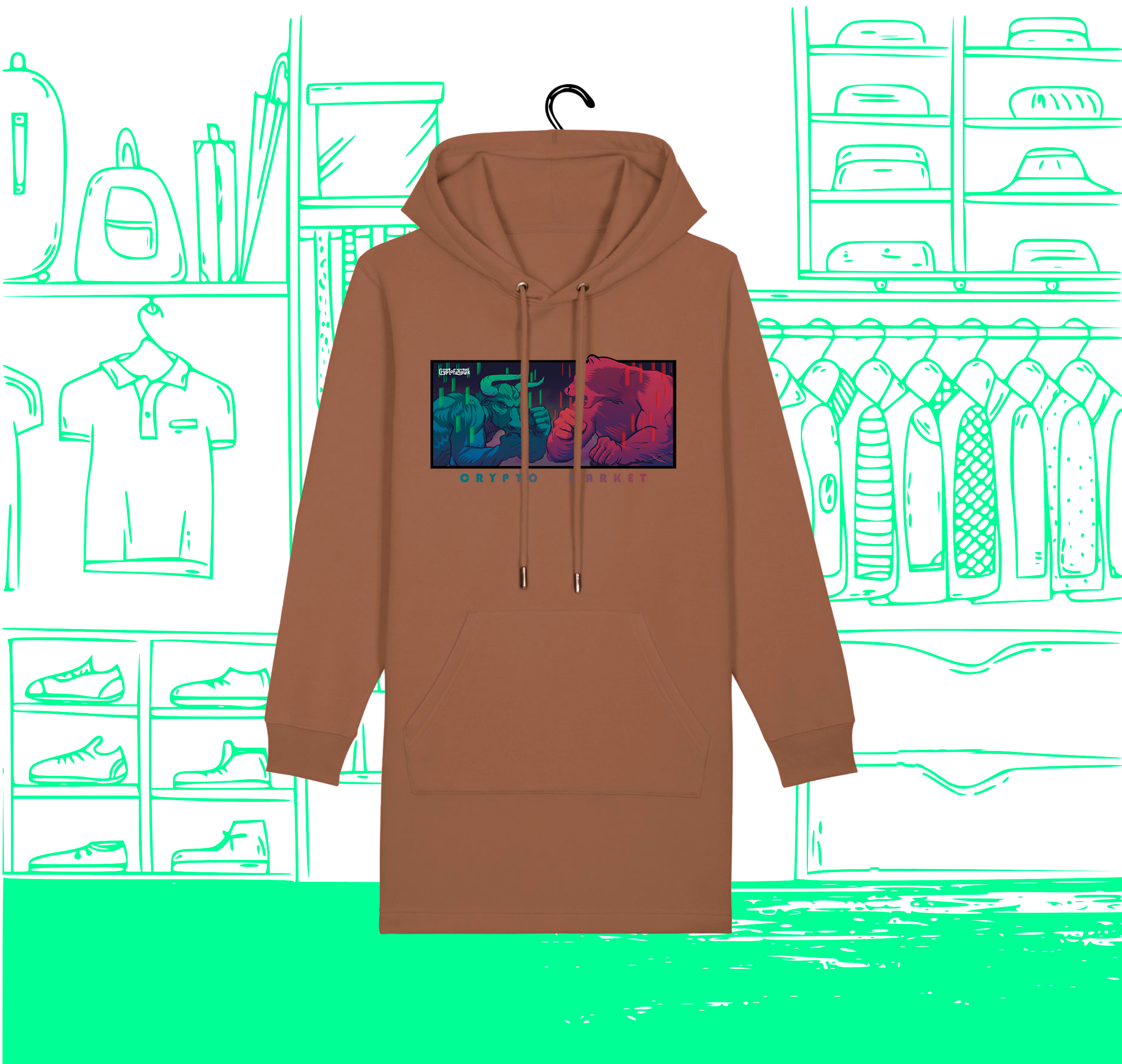 Sudadera orgánica de mujer con capucha Bull vs Bear Visuel Face