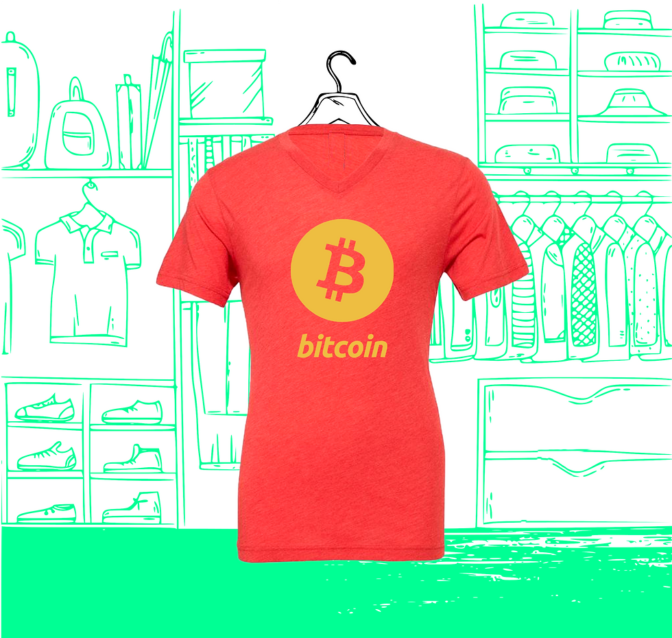 Miniature : T-shirt Homme Col V Coupe Ajustée Bitcoin Or Visuel Face
