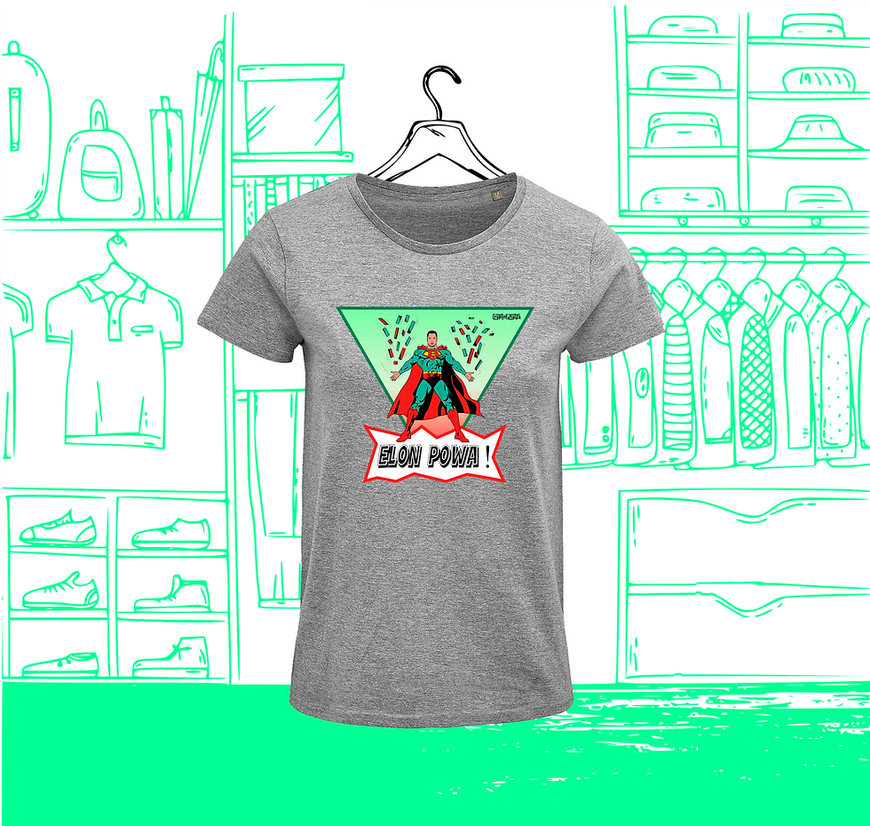 Super Elon Visuel Face Damen-T-Shirt mit Rundhalsausschnitt