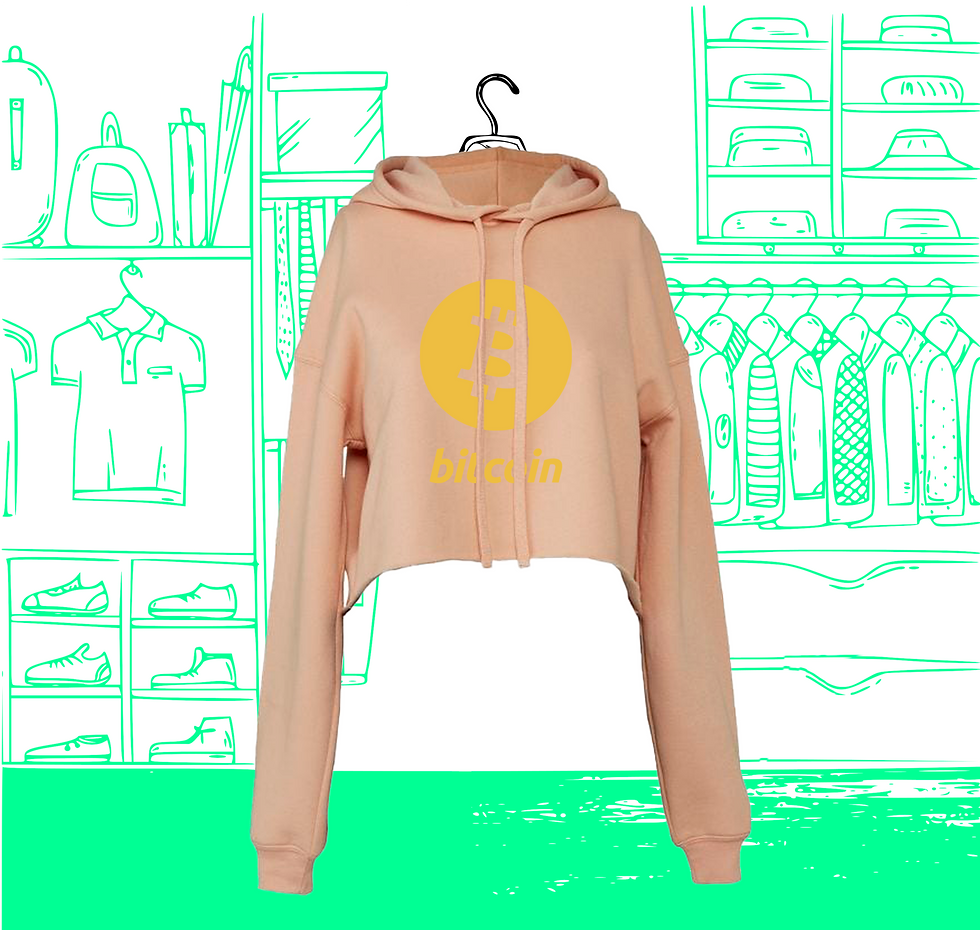 Miniature : Sweat Hoodie Crop FemmeBitcoin Or Visuel Face