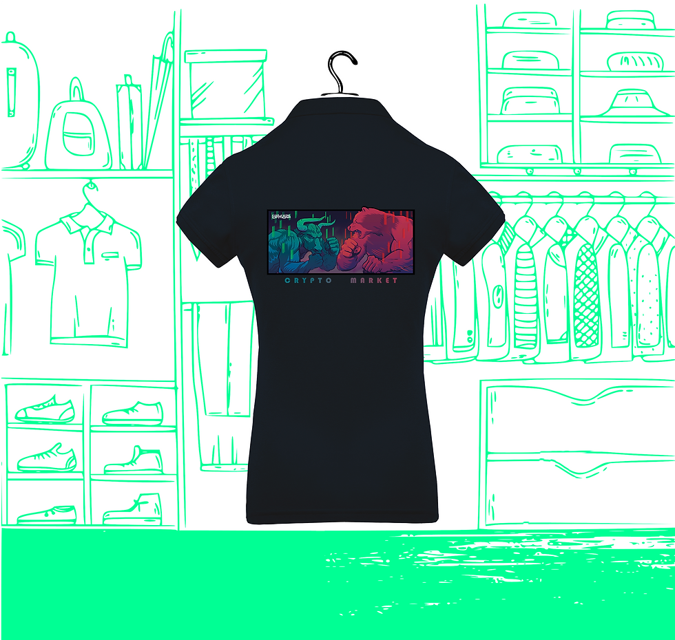 Miniaturbild: Damen-Poloshirt Bull vs Bear Visual Back
