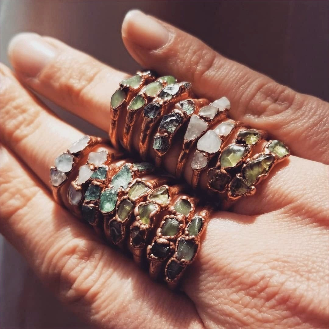 Pre-order Triple Stone Copper Ring