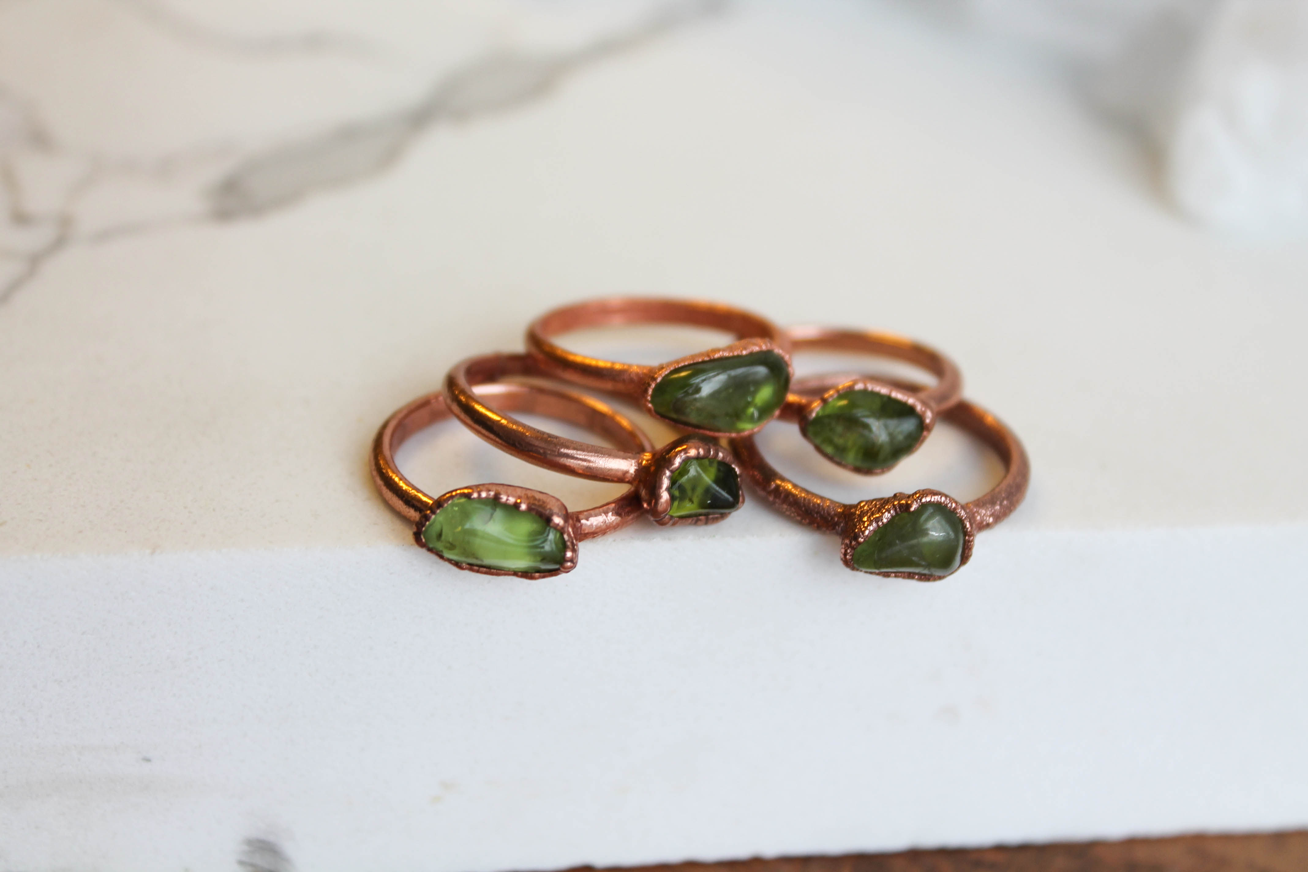 Peridot Copper Electroformed Ring