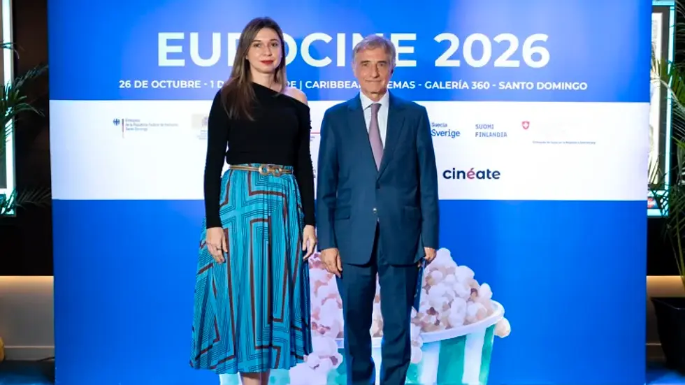 Autoridades y organizadores durante la presentación de Eurocine 2026 en Santo Domingo.