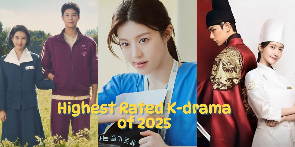 Collage of 2025 high-rated K-drama posters featuring emotional, medical, fantasy and school-themed visuals.