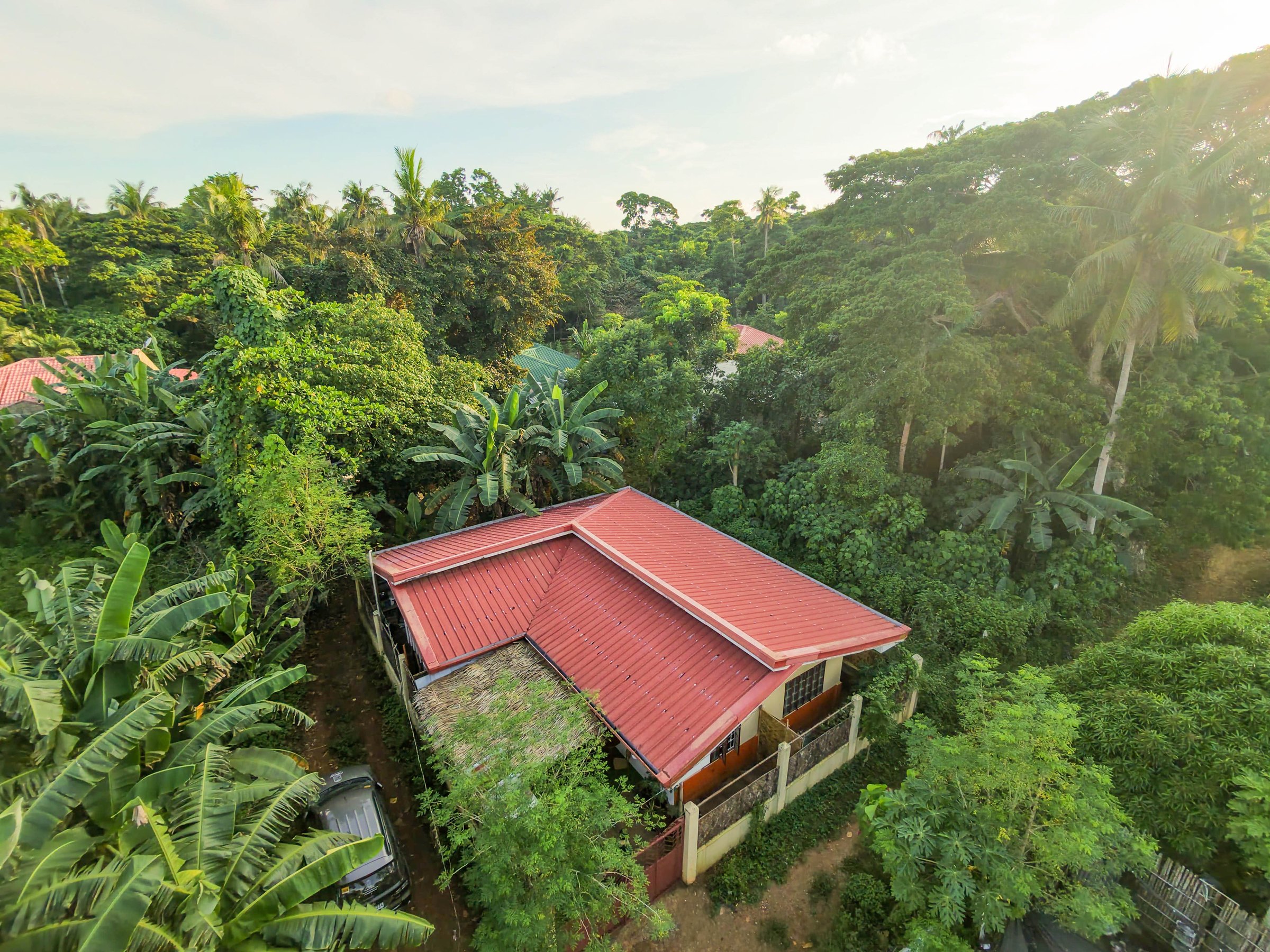 Aerial view of Pathway Homestay Libis surrounded by green trees in Puerto Princesa