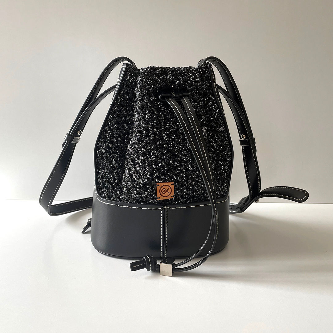 Sac bourse, cuir et coton