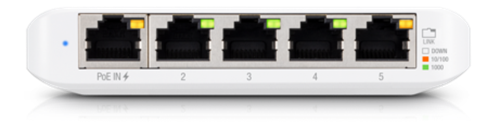 Miniatyrbild: Ubiquiti USW Flex Mini, managed Gigabit Ethernet switch, 5-portar, vit
