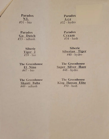High Times 1998 Amsterdam cannabis cup entries.