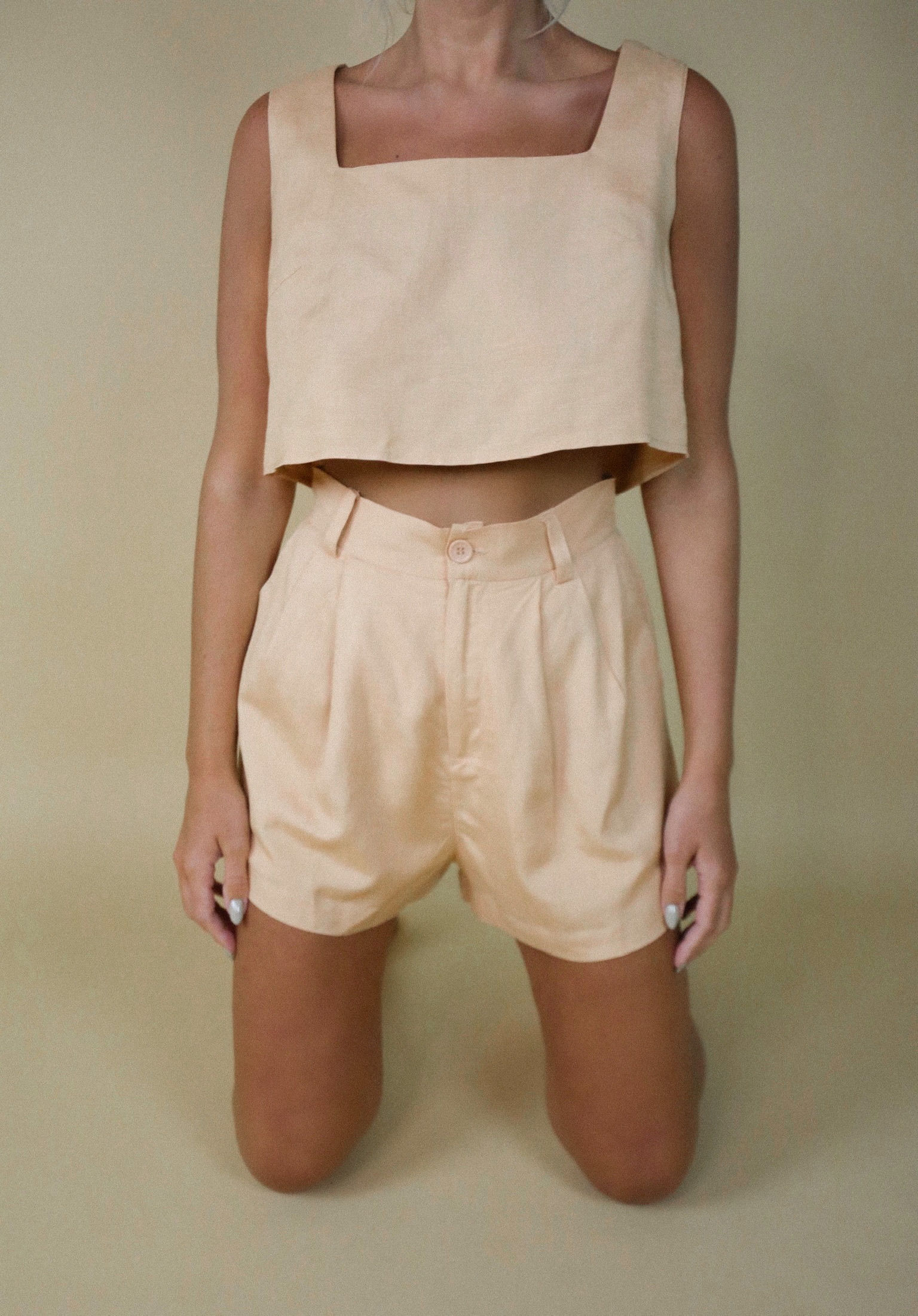 Forever Linen Playsuit in Creamsicle