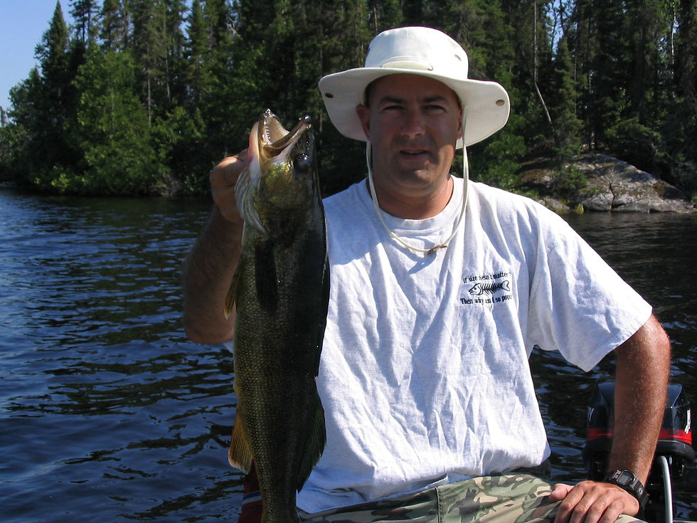 Walleye fishing on a fly in trip in Northern Ontario, Canada