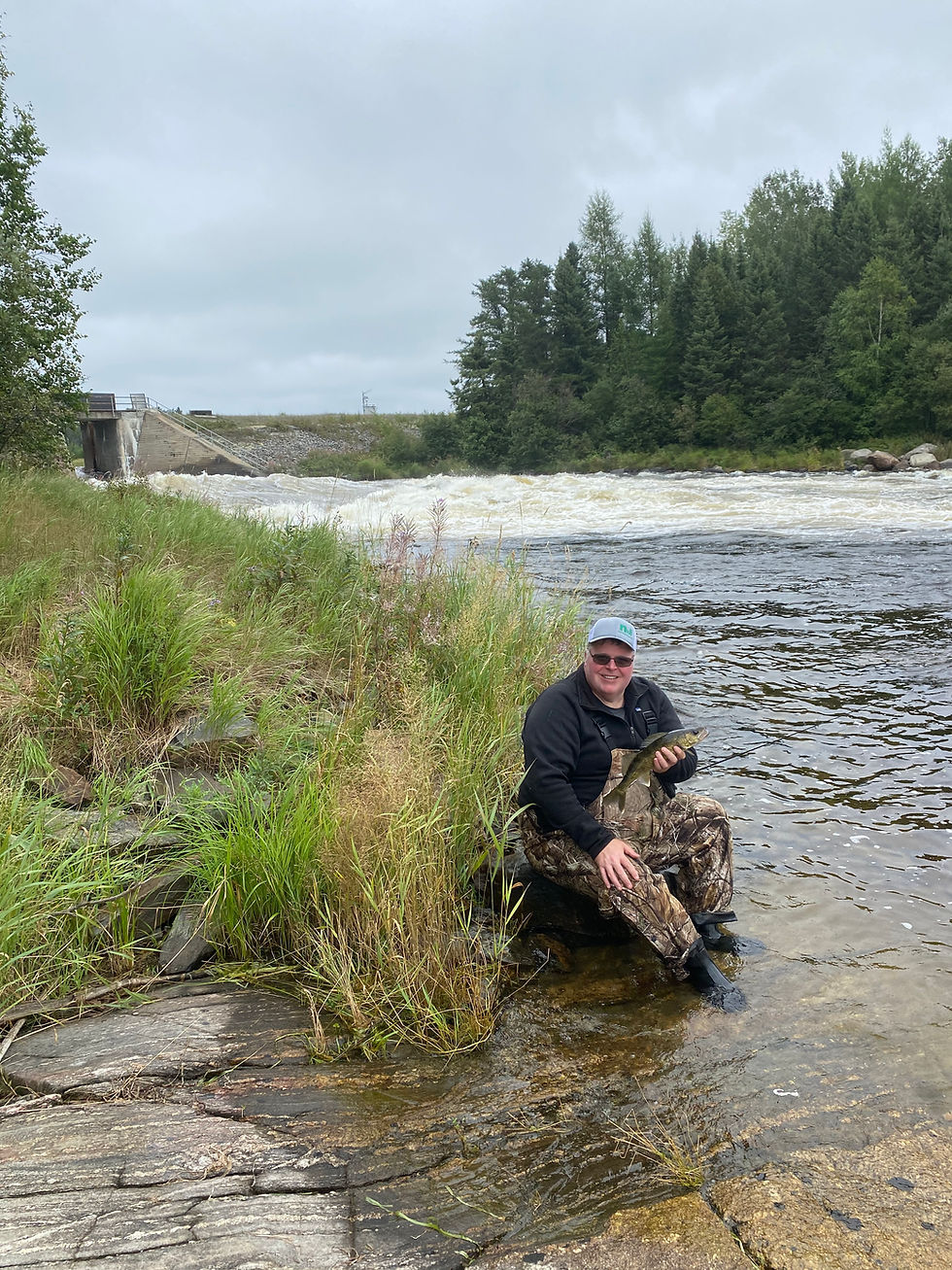 Walleye fishing on a fly in fishing trip in Ontario, Canada