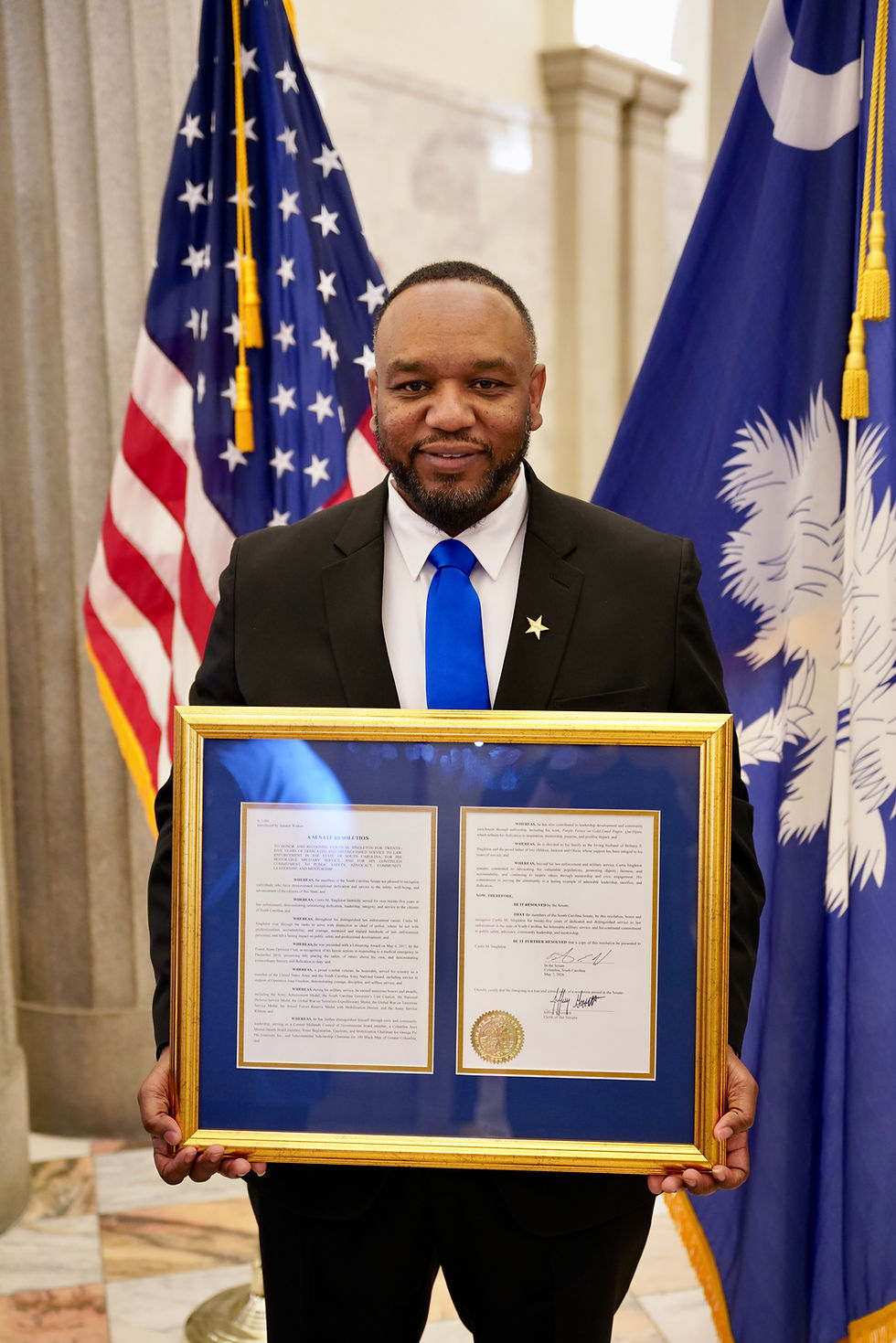 Curtis M. Singleton recognized by the South Carolina Senate with a Senate Resolution honoring his public service, leadership, and community impact.