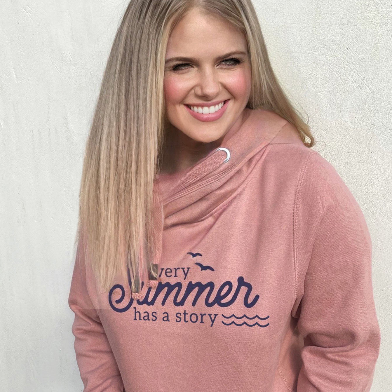 Every Summer Cowl Neck Hoodie - Rose