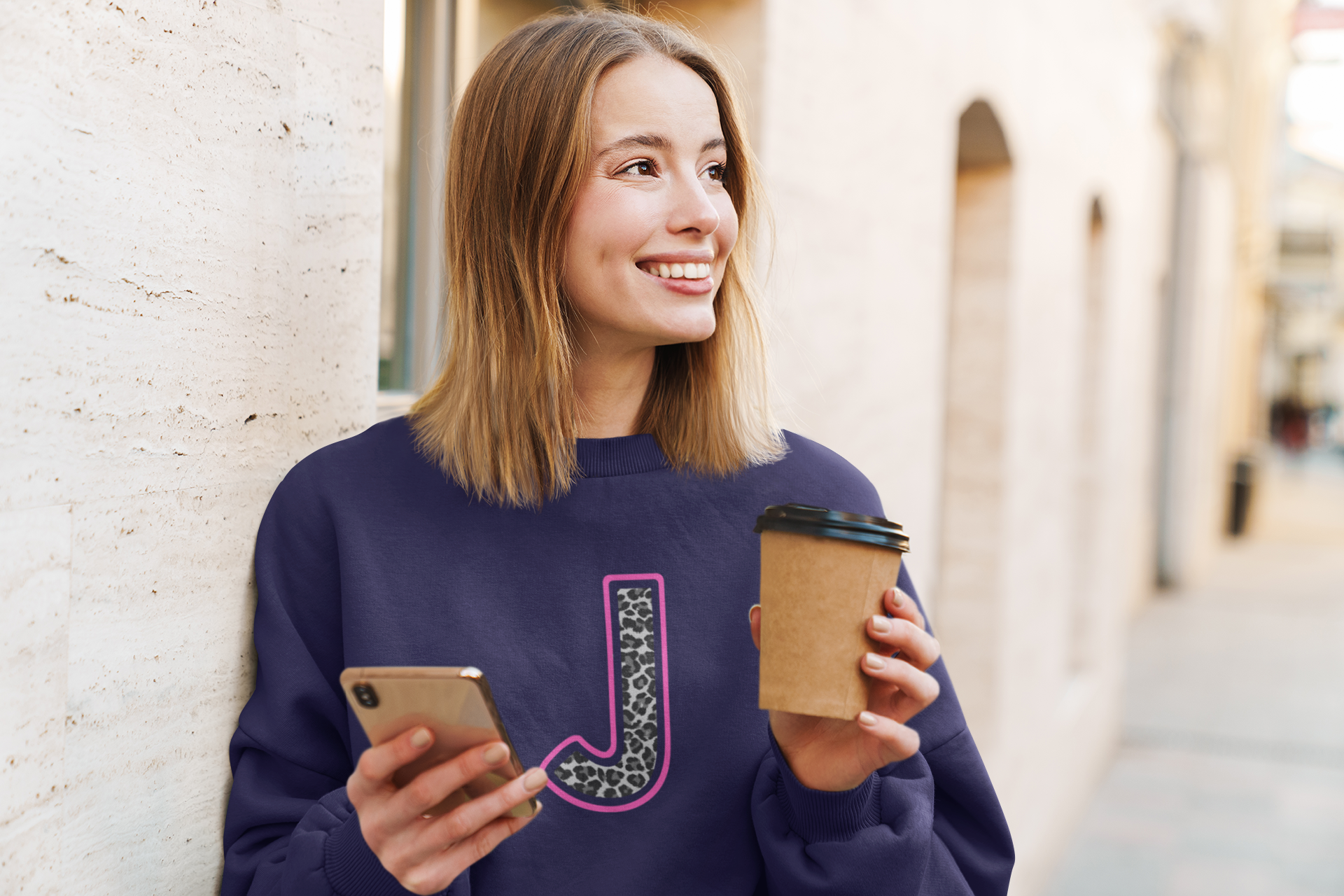Leopard Print Initial Sweatshirt