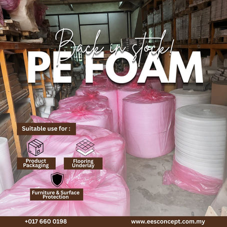 PE foam rolls in stock for flooring underlay, product packaging, and surface protection