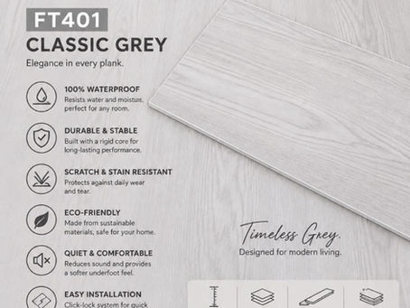 Floor Today SPC Flooring FT401 Classic Grey features poster