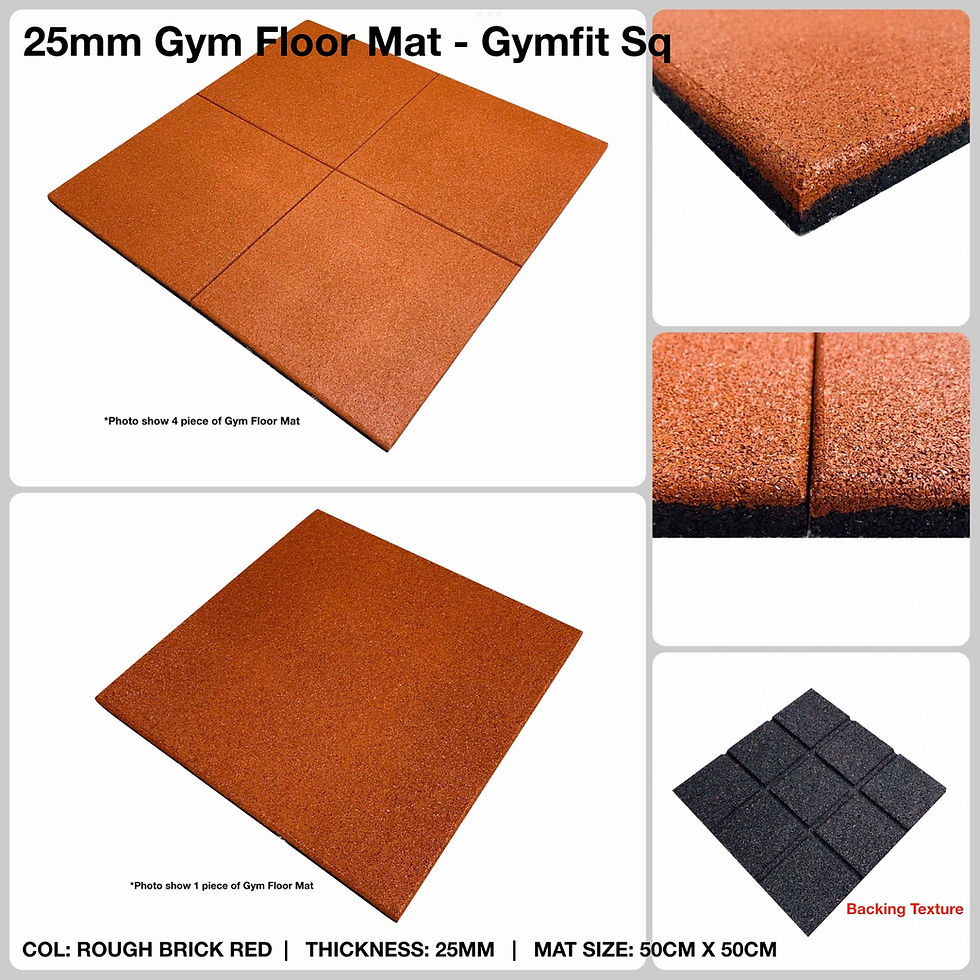 Thumbnail: 25MM RUBBER GYM FLOOR MAT - GYMFIT SQ/ 50CM X 50CM