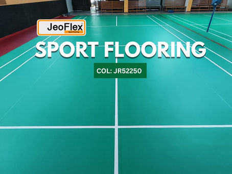 5mm Jeoflex Badminton Court Mat in JR52250 Stone Green