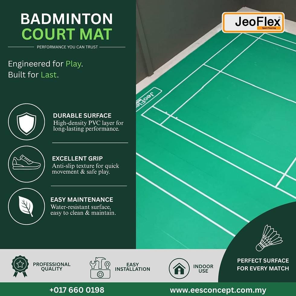Jeoflex Badminton Court Mat JR52250 Stone Green features poster