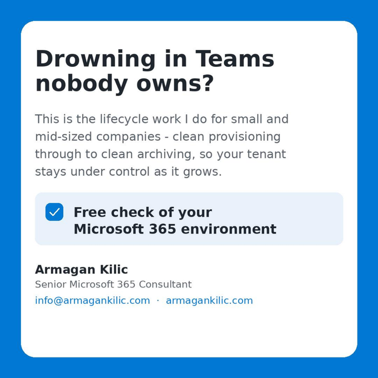 Kostenloser Microsoft 365 Check – Armagan Kilic, Senior M365 Consultant