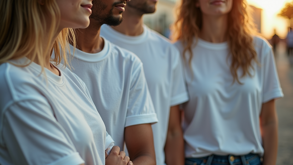 Close-up view of a group wearing matching custom t-shirts