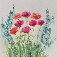 One-of-a-kind card created by delizdoodles, artist in Paris Ontario. Coral Pinks.