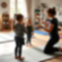 at home gymnastics class with two friends and one teacher teaching a lesson.jpg