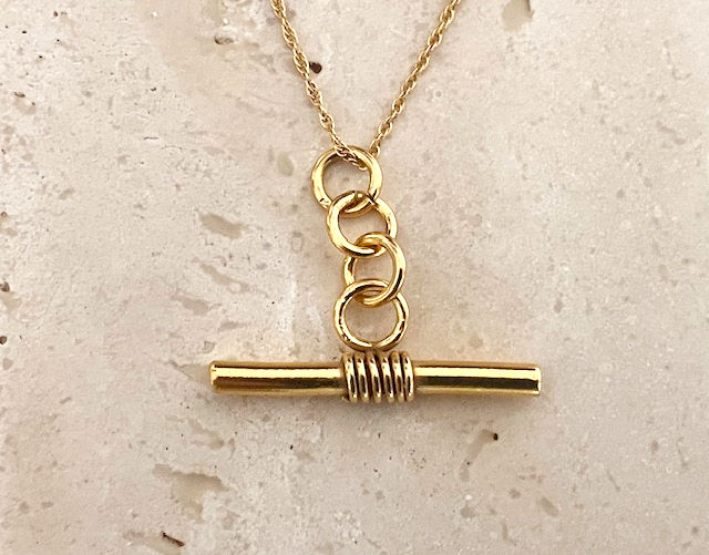 Thumbnail: Gold wire wrapped bar necklace