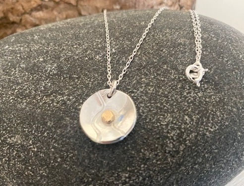Thumbnail: Sterling silver gold granule necklace
