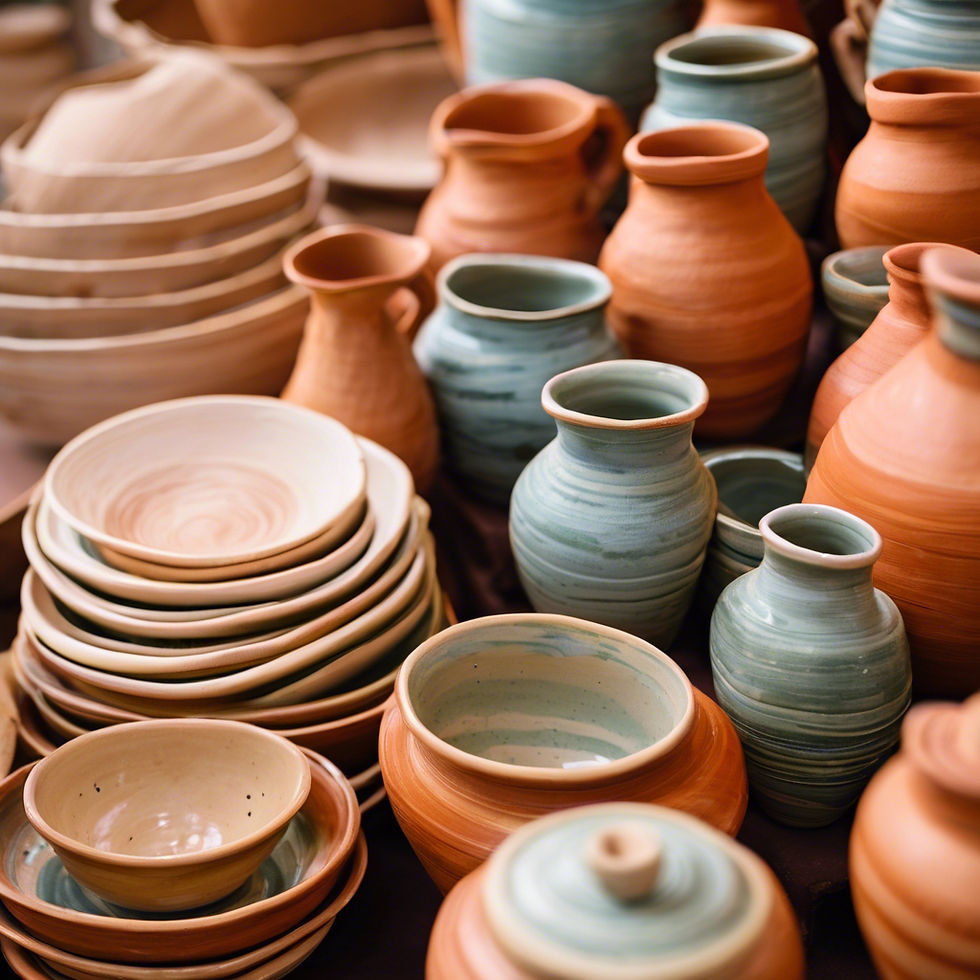 close up pottery on stall