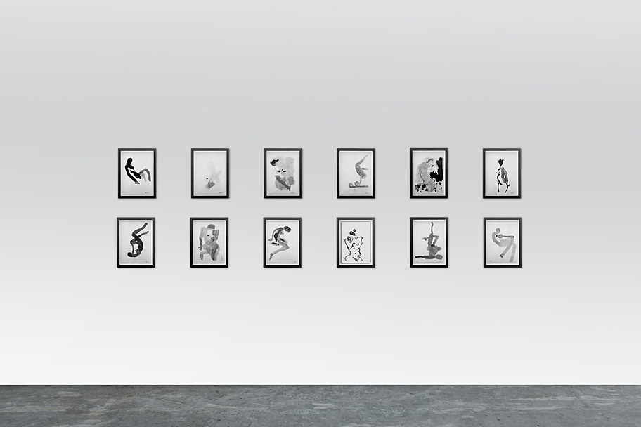 Figurative drawings in ink