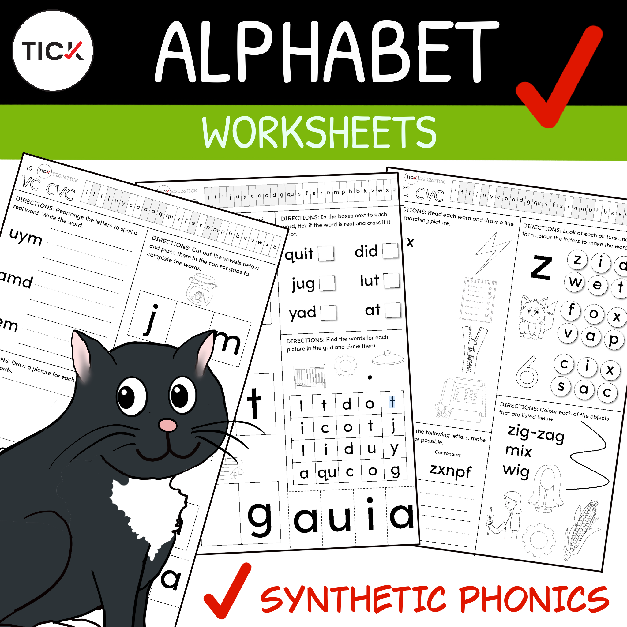 Alphabet Worksheets - Focus on VC and CVC Words