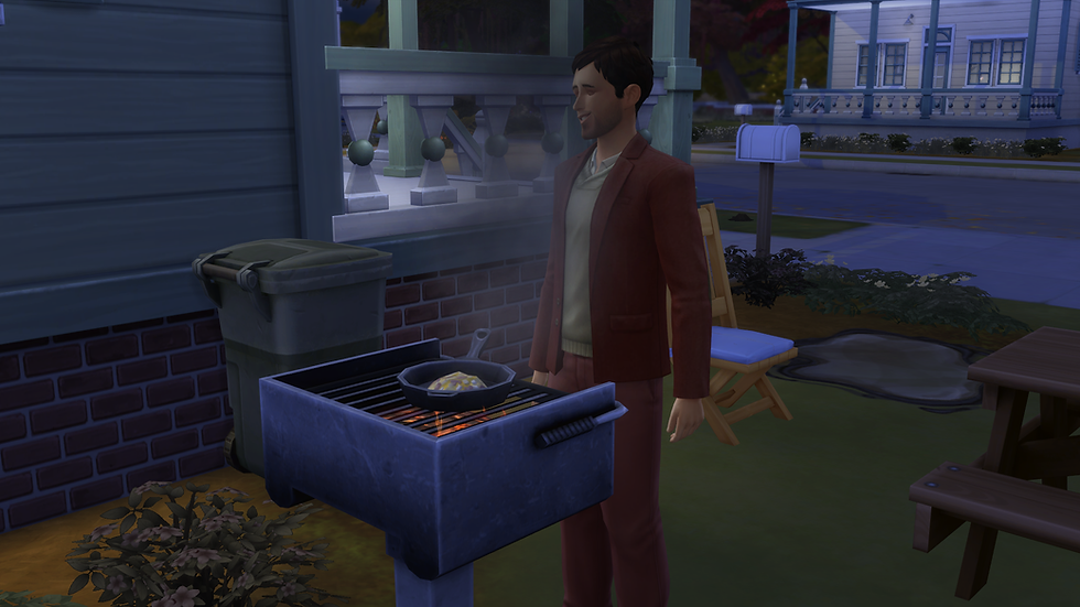 Barbecuing scrambled eggs