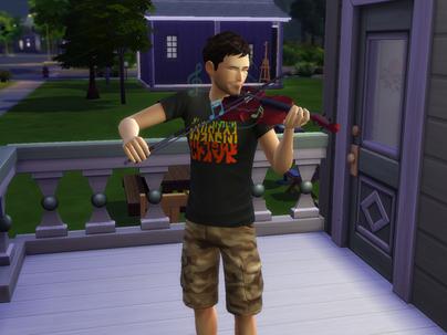 Ending a Good Night with Some Violin Practice