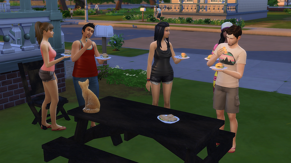 Everyone's enjoying the hamburgers