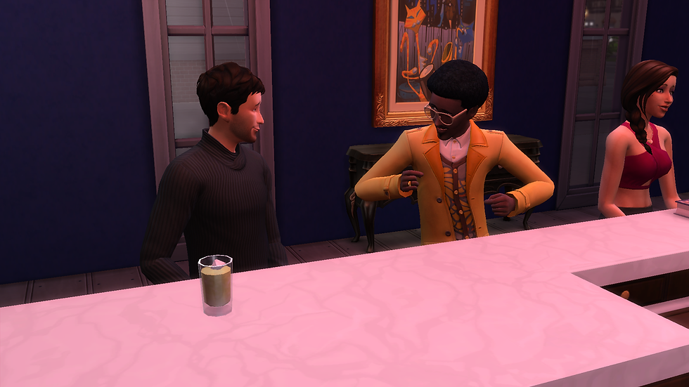 Having some drinks and chatting