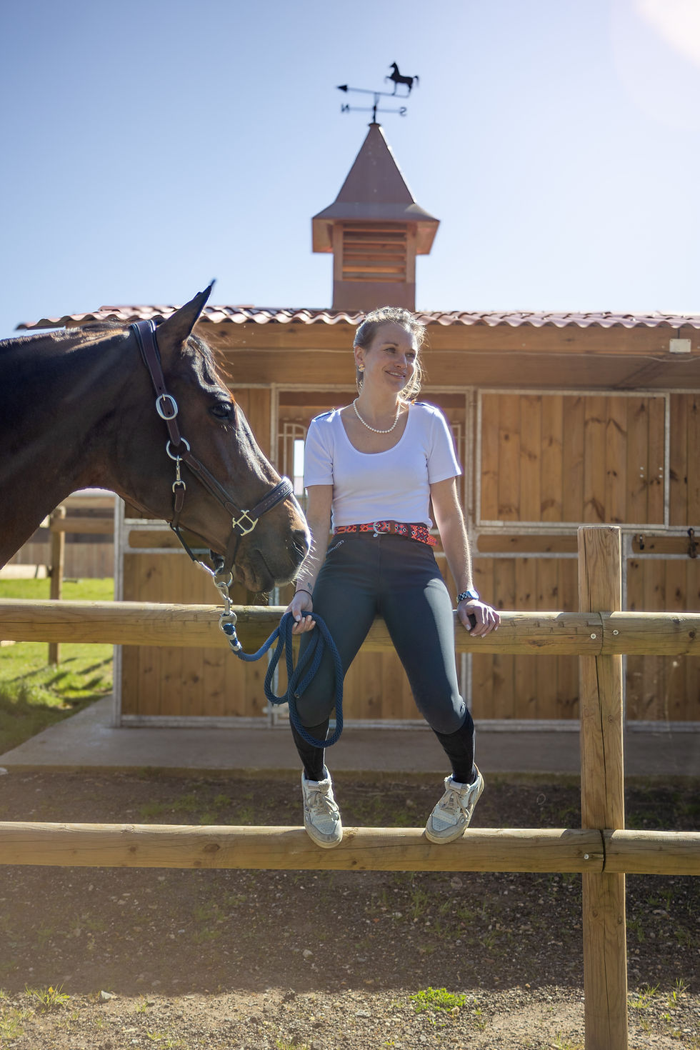 Tee-shirt d'équitation femme Optitro Coco blanc
