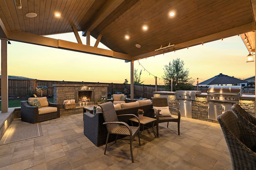 Furnished outdoor living space with kitchen from RMOL