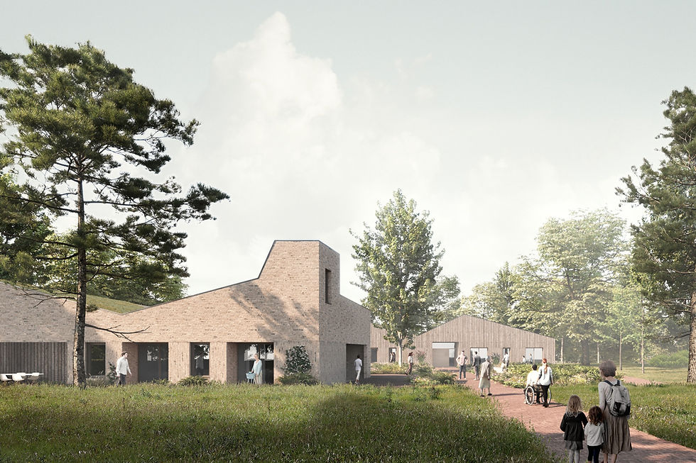 retirement home designed by 9grad architekten in natural context with a sunny setting