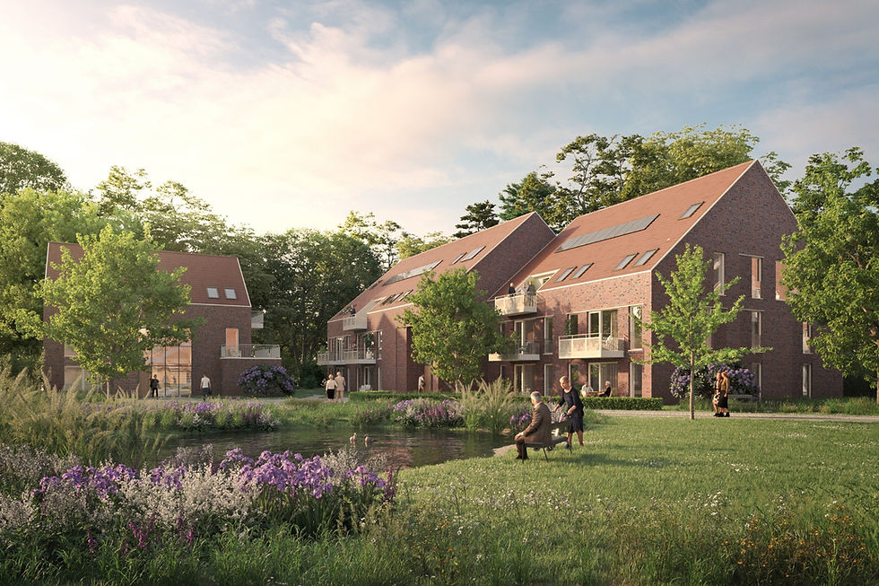 residential complex designed by hs architekten & kubus immobilien in a sunny setting