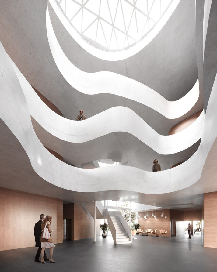 office entrance interior by die fab with gloomy soft light