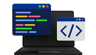 3d-minimal-programming-icon-coding-screen-web-development-concept-laptop-with-a-coding-scr