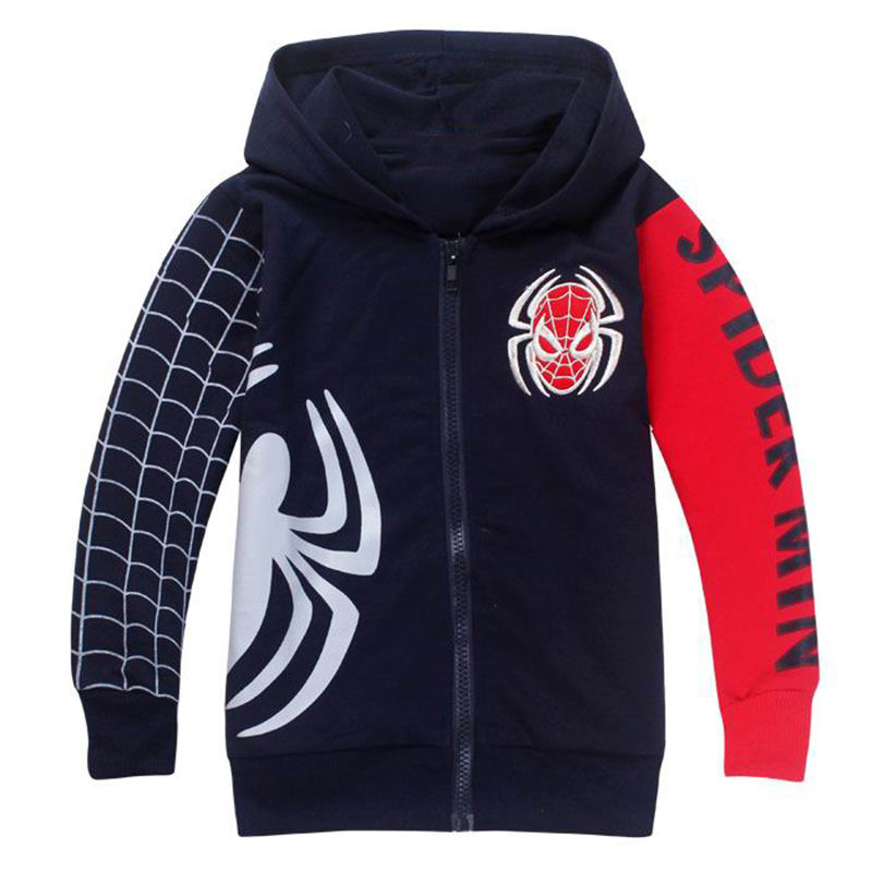 Thumbnail: Spiderman Boys Hoodies Sweatshirts Cartoon Outwear Zipper Hooded 