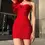 Thumbnail:  Bra Dress Women Fashion Red Retract Waist Fold A-line Mini Dresses 