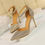 Thumbnail: Shallow Mouth Pointed Toe Hollow High Heels Champagne Gold Pumps Crystal Glitter