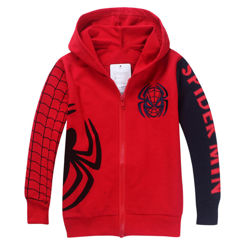 Thumbnail: Spiderman Boys Hoodies Sweatshirts Cartoon Outwear Zipper Hooded 