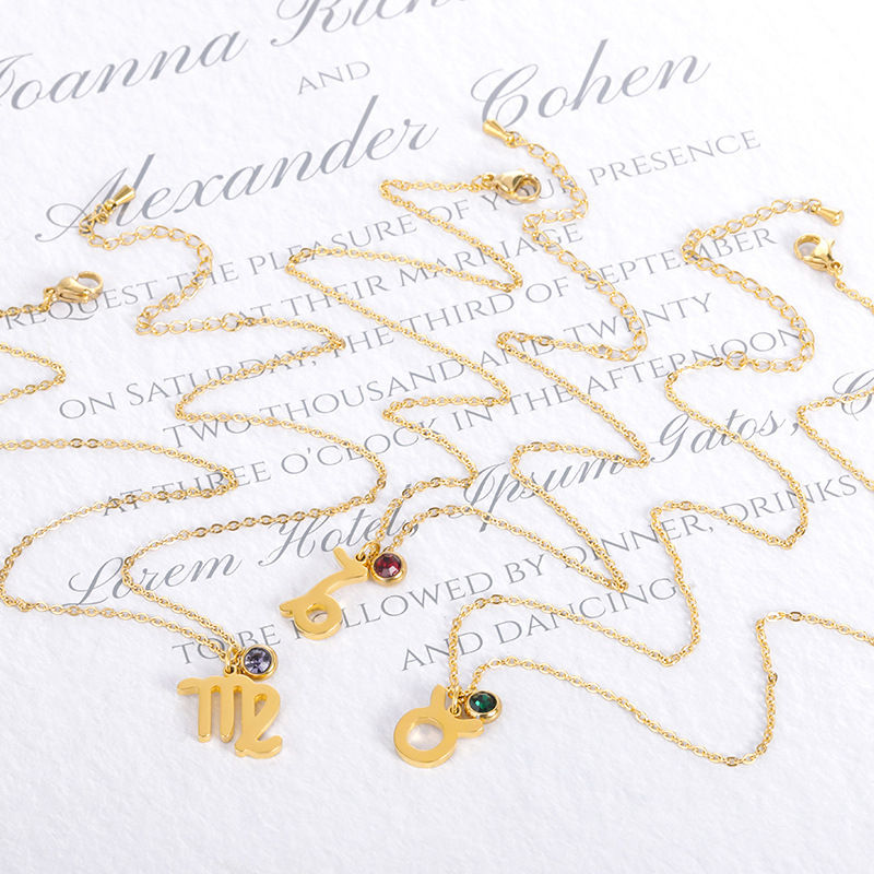 Thumbnail: Zodiac Necklace Birthday Stone Necklace For Men And Women